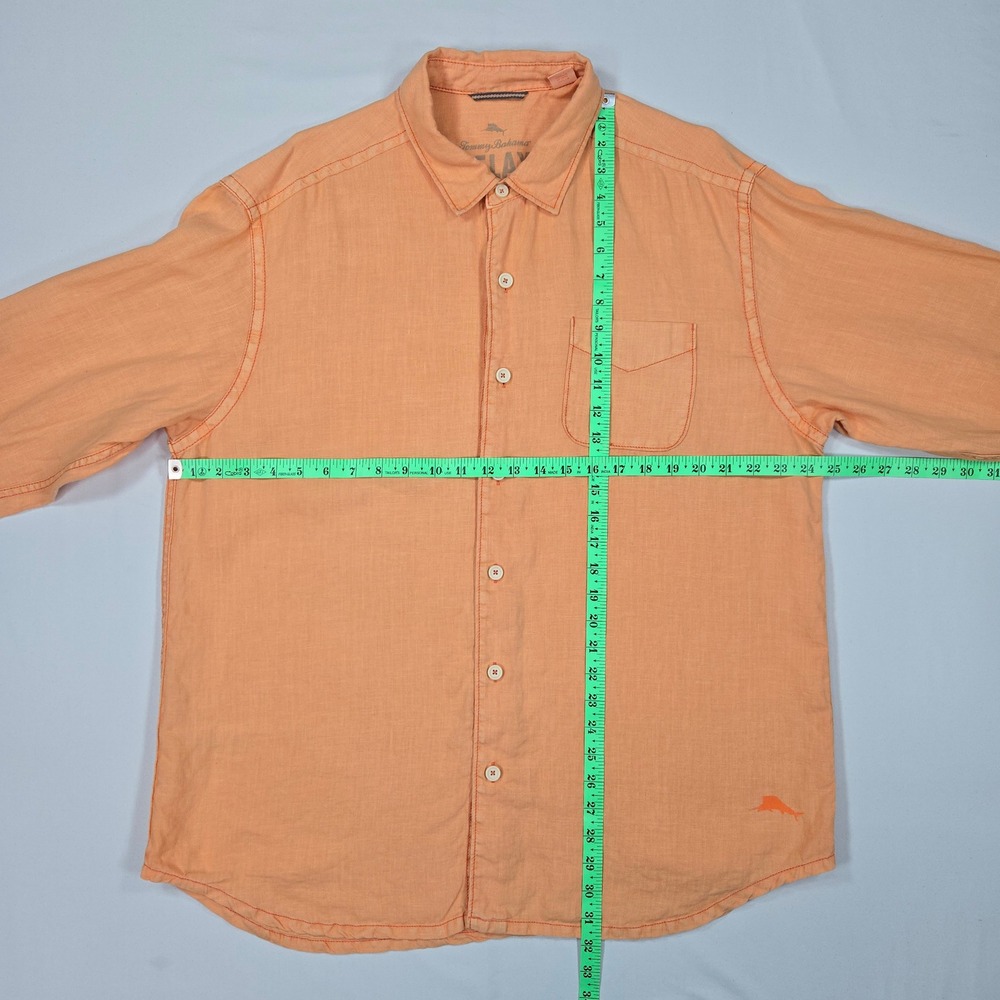 Tommy Bahama Men Linen Orange Button Shirt XL Relax Fit Sunwashed Coastal Casual - Picture 7 of 15